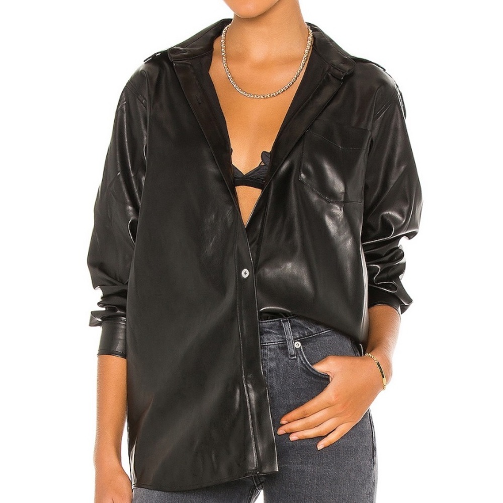 WeWoreWhat Boyfriend Shirt in vegan leather